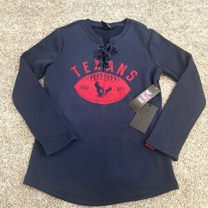 NWT NFL Team Apparel Houston Texans Lace-Up Long‎ Sleeve Navy Blue Shirt Size S